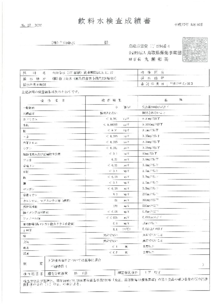 thumbnail of 飲料水検査成績書平成27年6月10日